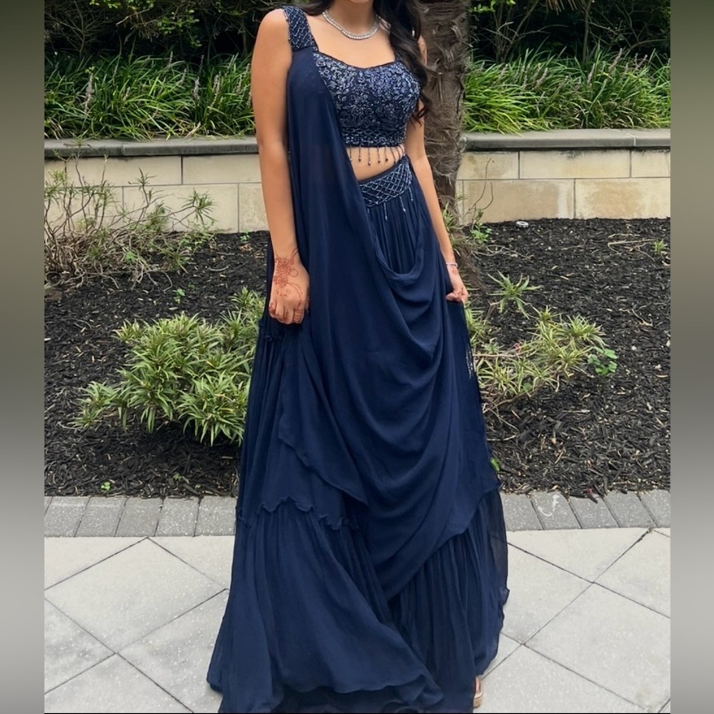 Elegant Navy Blue Lehenga